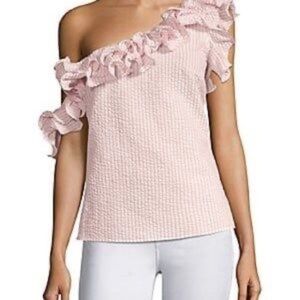Petersyn Arabella Roseseer Ruffle One Shoulder Top